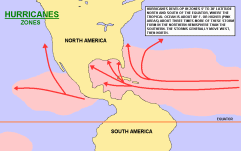 Map with the hurricane routes