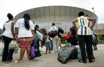 New Orleans: Refuge in the Superdome before
                        hurricane Katrina will arrive.