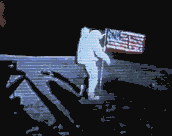 Mondl�ge / Mondluege : Wehende Flagge auf dem Mond
                ist unm�glich / waving flag on the moon is impossible /
                emblem flotando en la luna no es posible / drapeau
                flottante sur la lune n'est pas possible