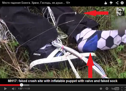 Fuck You "USA": the crash
                                site of flight MH17 of Malaysia Airlines
                                in Ukraine (2014) was a fake, here we
                                see inflatable puppets with valve and a
                                faked sock