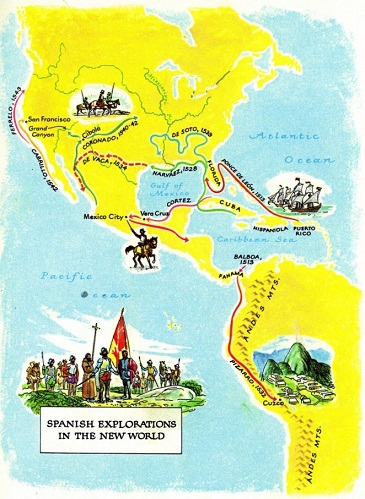 The first white
                                      "Christian" occupation
                                      of "America" were the
                                      Spaniards 1492-1543, map.