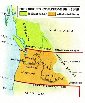 Oregon Country: Der Kauf 1819 und die Teilung
                    1846.