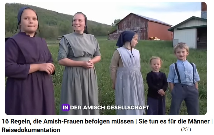 Amish-Frauen mit schwarzen Hauben und 2
                          Kinder Amish-Frauen mit schwarzen Hauben
                          und 2 Kinder