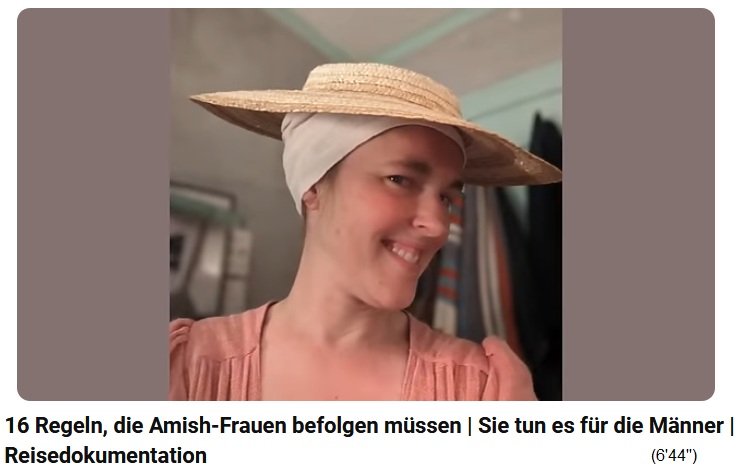 Amish-Frau mit gelblichem Bonnet und
                          Hut Amish-Frau mit gelblichem Bonnet und
                          Hut