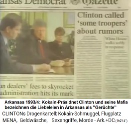 Kokain-Präsident Bill Clinton
und seine Mafia bezeichnen die
Liebeleien als "Gerüchte" Kokain-Präsident Bill Clinton und
seine Mafia bezeichnen die Liebeleien
als "Gerüchte"
