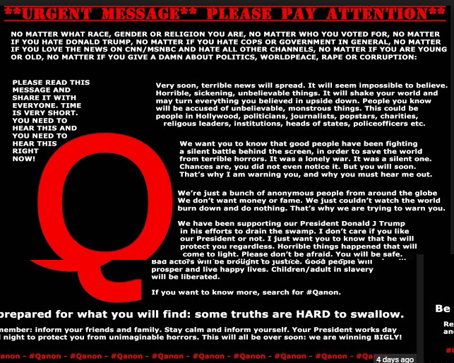 Post von QAnon auf seinem Twitter-Konto: Personen werden verhaftet werden