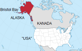 Map of Alaska with
                                Bristol Bay - Karte von Alaska mit der
                                Bristol-Bucht (Bristol Bay)