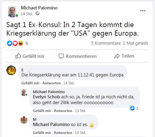 Sagt 1 Ex-Konsul: In 2 Tagen
                          kommt die Kriegserkl�rung der "USA"
                          gegen Europa.
