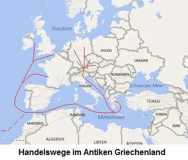Karte mit den Handelswegen
im Antiken Griechenland Karte mit den Handelswegen im
Antiken Griechenland