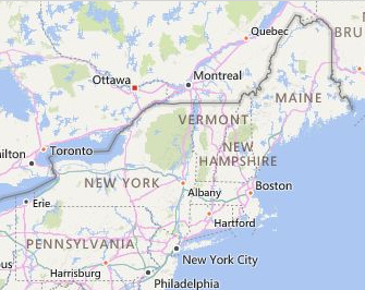 Karte der "USA"
                        mit dem Bundesstaat "Vermont"