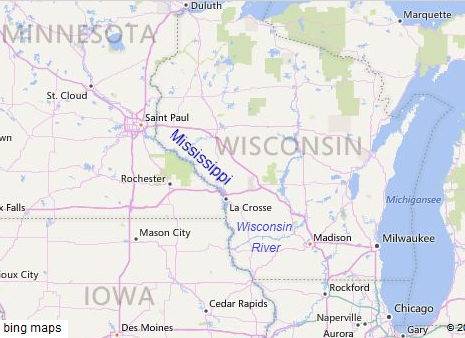 Karte von Wisconsin mit dem
Wisconsin River Karte von Wisconsin mit dem
Wisconsin River