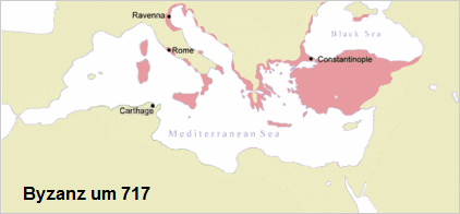 Karte von Byzanz um 717
