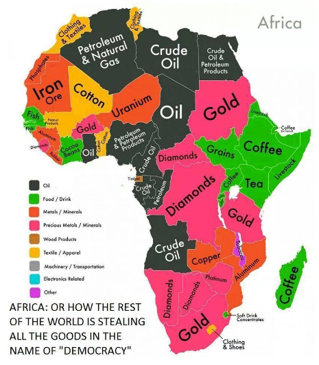Karte von Afrika im CIA-Stil mit
Bodenschätzen und Produkten Karte von Afrika im CIA-Stil mit
Bodenschätzen und Produkten