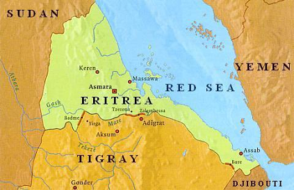 Map
                      with Tigray with Aksum, Ethiopia
