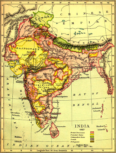 Karte von Britisch-Indien 1857 Karte von Britisch-Indien 1857