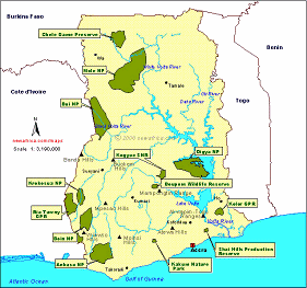 Ghana: Volta-Stausee, Nationalparks Ghana: Volta-Stausee, Nationalparks