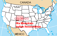 Karte von Colorado mit dem
                                Ute-Indianerreservat