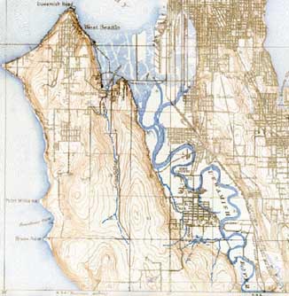 Duwamish-Fluss , Duwamish river fliesst 1909
                      nur noch teilweise in M�andern