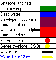 Legende zu den
                      schematischen Karten mit dem Fluss Duwamish