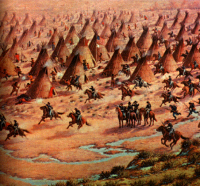 Sand-Creek-Massaker, gemaltes Bild Sand-Creek-Massaker, gemaltes Bild