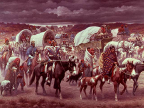 Trail of Tears (1000-Meilen-Todesmarsch
"Zug der Tränen") der Cherokee-Indianer aus
Georgia 1836 Trail of Tears (1000-Meilen-Todesmarsch "Zug
der Tränen") der Cherokee-Indianer aus Georgia
1836