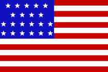 Die Flagge
                  der kriminellen, weiss-rassistischen "USA"
                  auf dem Boden der Prim�rnationen, nach dem Beitritt
                  von Illinois, 1819