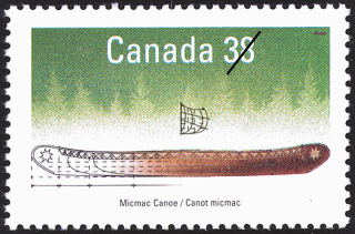 Micmac-Kanu auf einer
                                    Briefmarke