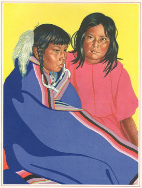 Winold Reiss: Blackfoot-M�dchen
                          Sopeia und Mameia, zwei Kinder der Kainahs,
                          Portraits