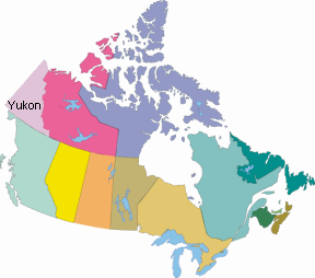 Karte von Kanada mit der Angabe
                          des Bundesstaates Yukon