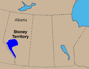 Karte von
                  Alberta mit dem Gebiet der Stoney-Prim�rnation