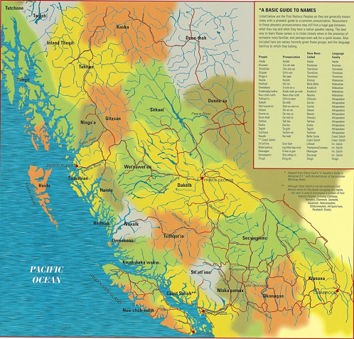 Karte der Prim�rnationen
                              ("Indianerkarte") f�r
                              S�dwestkanada