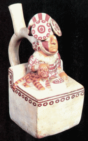 Moche-Gef�ss: Herrscher mit Katze