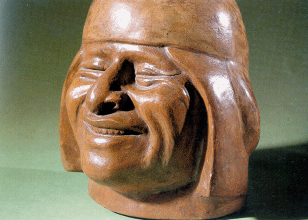 Moche-Gef�ss: Portrait eines lachenden
                    Herrschers