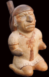 Moche-Gef�ss: Sitzender Alte 02