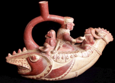 Moche-Gef�ss: Fisch mit Boss und zwei Gefangenen