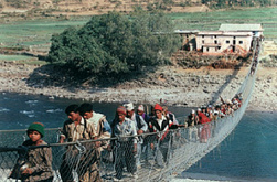 Suspension bridge in Nepal Suspension bridge in Nepal
