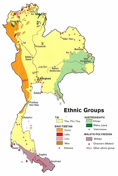 Map of Thailand indicating the
ethnic groups Map of Thailand indicating the ethnic
groups
