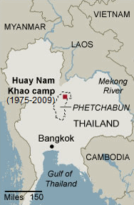 Map, refugee
camp "Huay Nam Khao" of the
Meo (Hmong) in Thailand 1975-2009 Map, refugee camp "Huay Nam
Khao" of the Meo (Hmong) in
Thailand 1975-2009