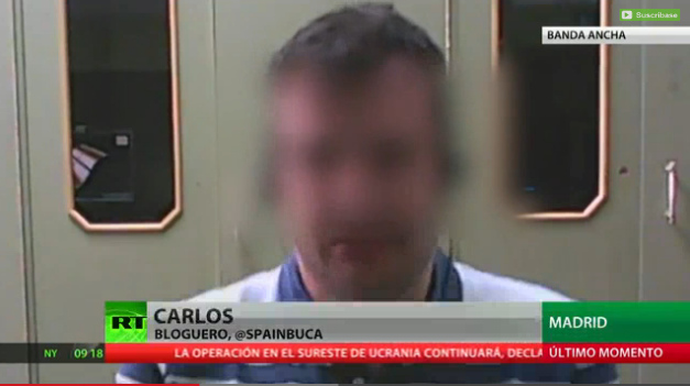 Spanish air traffic controller Carlos
                            speaking with Spanish TV RT (Russia Today)