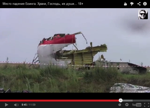 The big part of an airplane at the roadside
                        - can be any airplane with a red stripe