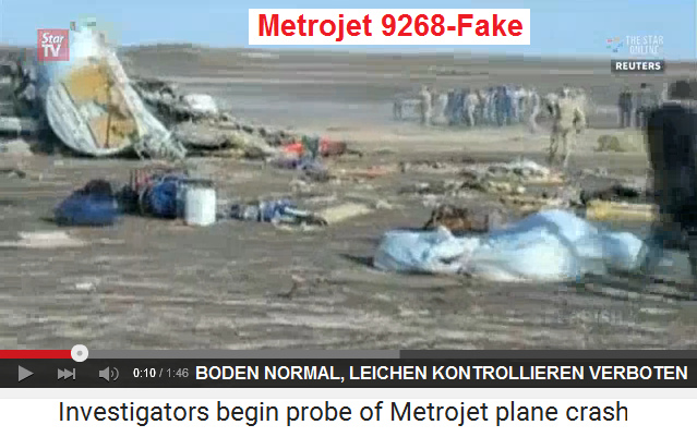 Metrojet 9268-Fake: Der Boden in El
                          Arish ist normal, kein Brand - die gef�lschten
                          Leichen und Puppen des CIA sind unter
                          Baumwollt�chern verborgen