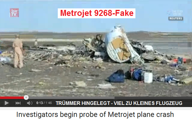 Metrojet 9268-Fake: Die Tr�mmer sind
                          hingelegt, und das Flugzeug ist viel zu klein
                          - das ist nur ein kleines Transportflugzeug
                          wie in der Ukraine