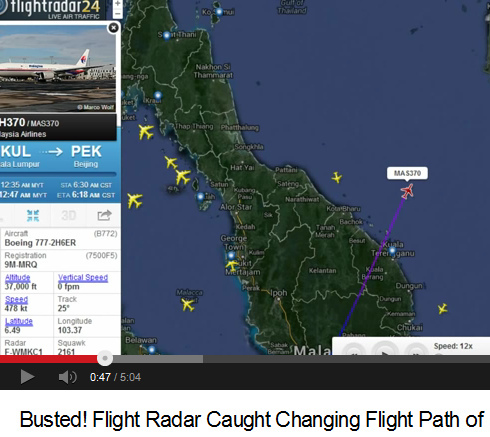 Video
                          mit der Flugroute des Flugs MH-370 mit der
                          Boeing 777 von Malaysian Airlines am 8.3.2014
                          - Foto 06