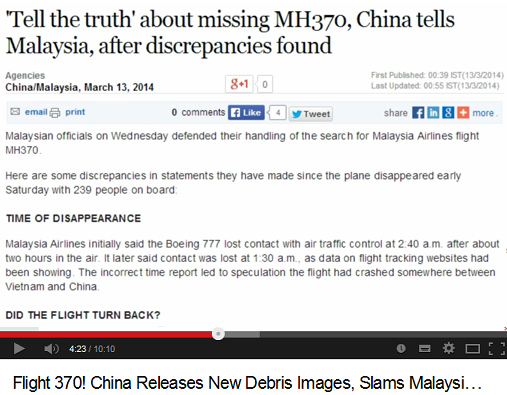 Im Video wird ein Artikel gezeigt,
                              wie China von Malaysia die Wahrheit
                              verlangt ber den Flug MH-370