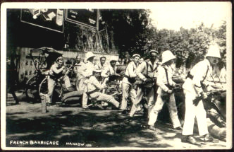 China 1926: Nordfeldzug: Franzsische
                        Barrikade in Hankow