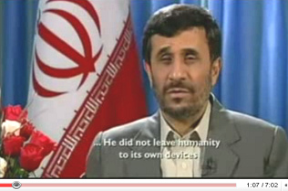 Ahmadinejad Christmas speech 2008: ... He did not leave humanity to its own devices