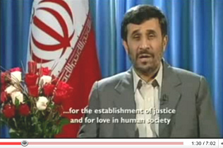 Ahmadinejad Christmas speech 2008: ... for the establishment of justice and for love in human society