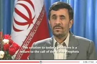 Ahmadinejad Christmas speech 2008: The solution to today's problems is a return to the call of the divine Prophets