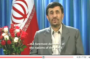 Ahmadinejad Christmas speech 2008: ... the foremost demands of the nations of the world.