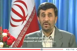 Ahmadinejad Christmas speech 2008: ... deceptive package and imposed on nations again ...